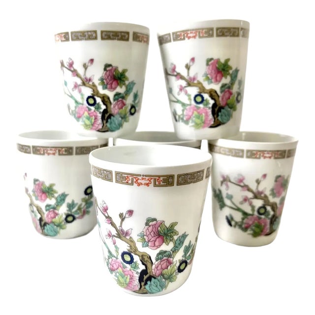 Mid 20th Century Limoges France Hand Painted Porcelain Cups - Set of 6 For Sale