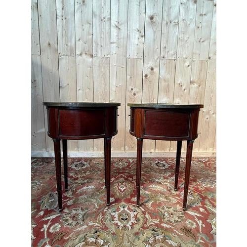 Louis XVI Style Oval Bedside Tables, Set of 2 For Sale - Image 9 of 10