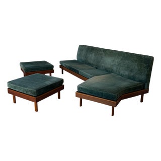 Sofa with Ottomans, 1960s, Set of 3 For Sale
