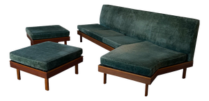 Sofa with Ottomans, 1960s, Set of 3