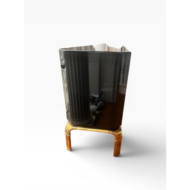 Black 1970s John Widdicomb Black Lacquered Credenza With Brass Hardware For Sale - Image 8 of 14