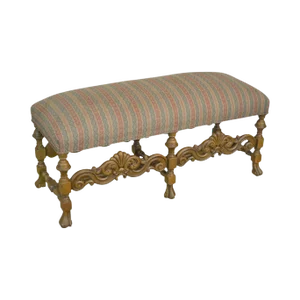 Renaissance Revival Style Vintage Carved Mahogany Window Bench