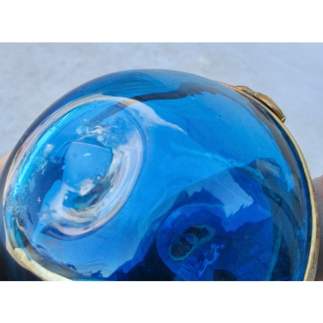 Art Nouveau French Blue Glass Apple Trinket Box Circa 1930s For Sale - Image 3 of 8