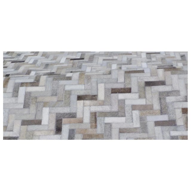 Not Yet Made - Made To Order Exquisite Rugs Willoughby Patchwork Leather Silver - 5'x8' For Sale - Image 5 of 6