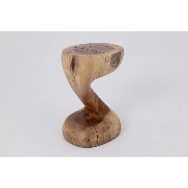 Walnut Wooden Sculptural Side Table by Logniture For Sale - Image 6 of 14
