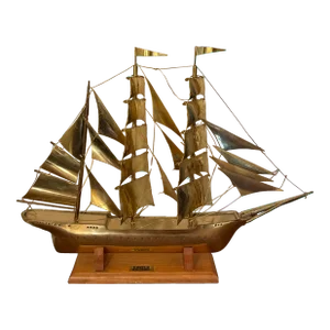 Vintage 1960s Brass Sailing Ship Model