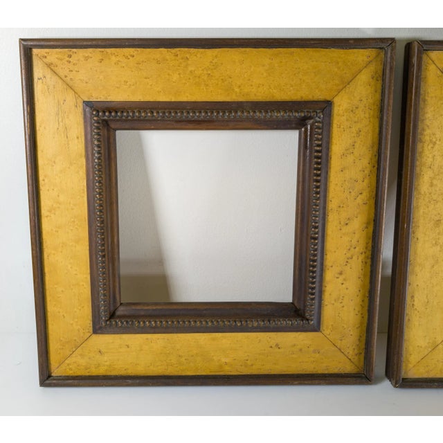 Mid 20th Century Mid-Century Pair of Birdseye Maple and Walnut Square Picture Painting Frames For Sale - Image 5 of 12