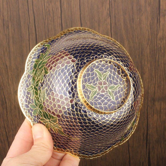 Set of 4 Vintage Cloisonné Enamel Bowls – Eggshell Technique, Lotus Motif, Gilded For Sale - Image 10 of 12
