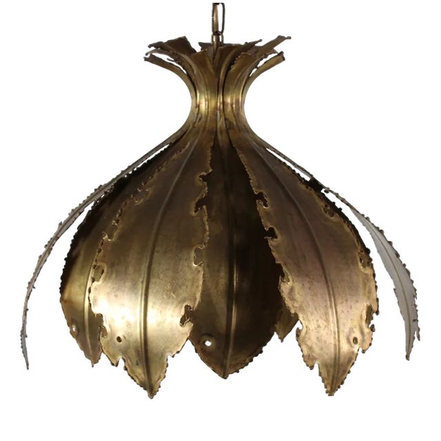 Brutalist Brass Onion Pendant by Svend Aage Holm Sørensen, Denmark, 1960s For Sale