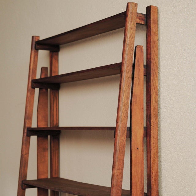 Mid-Century Modern Architectural Pine and Oak Secretary Bookcase, France, 1960 For Sale - Image 3 of 18