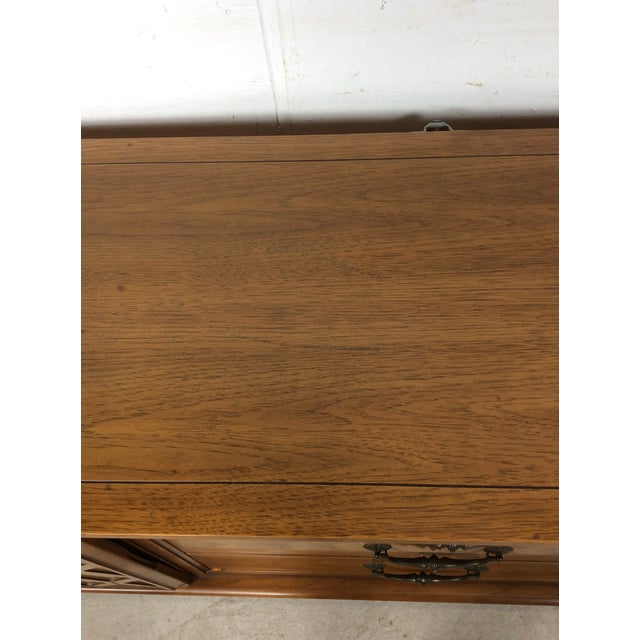 Brown Mid Century Modern Lowboy Dresser With Brass Hardware by United Furniture For Sale - Image 8 of 10