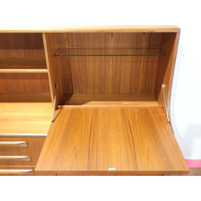 Mid-Century Modern 1960s Mid Century Modern Vintage Teak Tall Credenza Sideboard Buffet in the Style of G Plan Danish Style For Sale - Image 3 of 14