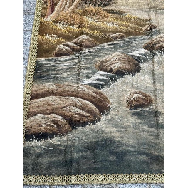 Antique Silk Japanese Village Embroidery, 1890s For Sale - Image 3 of 18