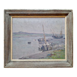 “Sailboats on the Shore” by S. Seymour Thomas (1868-1956)