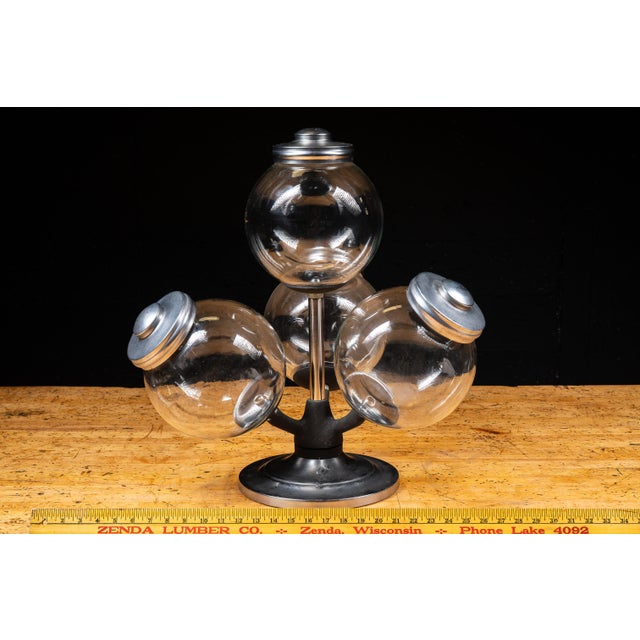 Vintage Rotating Four Globe Countertop Candy Jar Display For Sale - Image 15 of 15