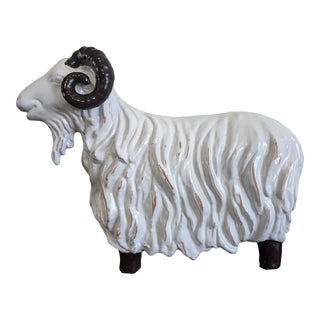 Mid-Century Vietri Italian Ceramic Ram Goat Stamped Figurine For Sale