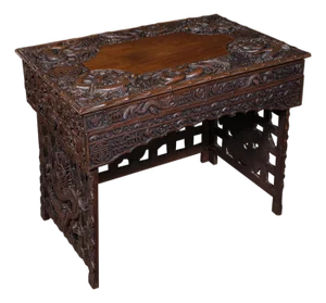Antique Travelling Trader’s Altar, Oriental Teak Stand, Folding Table, Victorian