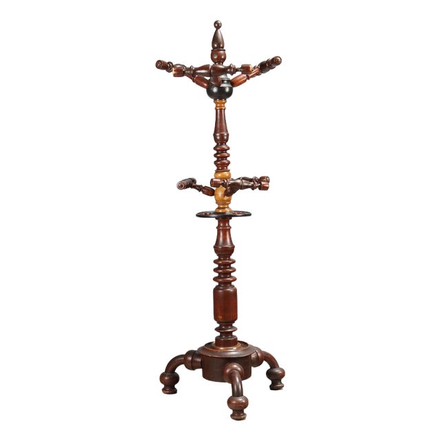 Coat Stand in Elm, Maple and Ebonized Parts For Sale