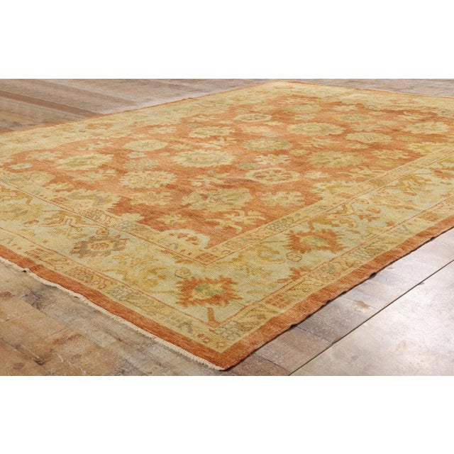 Textile Vintage Modern Turkish Oushak Rug - 08'07 X 11'02 For Sale - Image 7 of 9