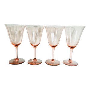Vintage Pink or Blush Depression Wine Glasses- Set of 4