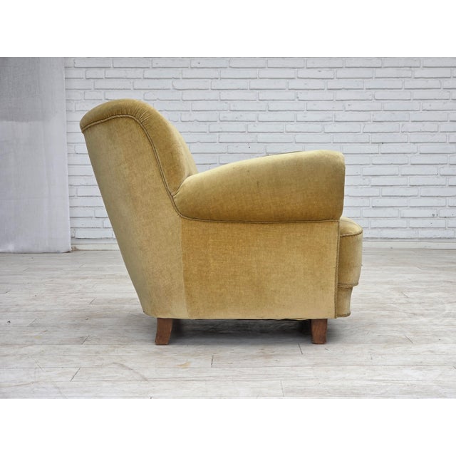 Danish Oak Relax Armchair with Velour Upholstery, 1960s For Sale - Image 9 of 18