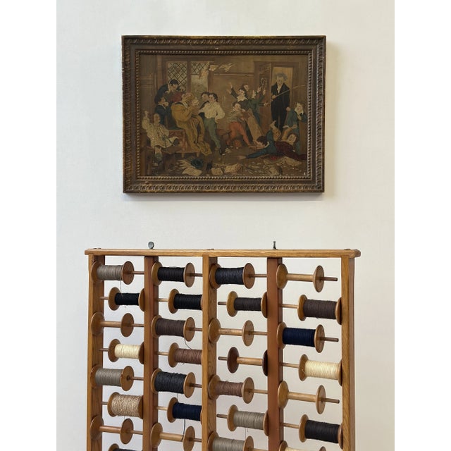 Vintage Oak Frame Cord/Yarn Storage Bobbin Rack, Circa 1940s-50s. Constructed from oak with room to house 40 large wood...