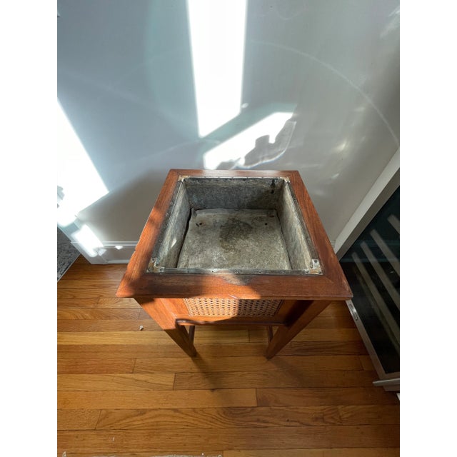 Brown Vintage Walnut and Cane Jardiniere Planter For Sale - Image 8 of 9