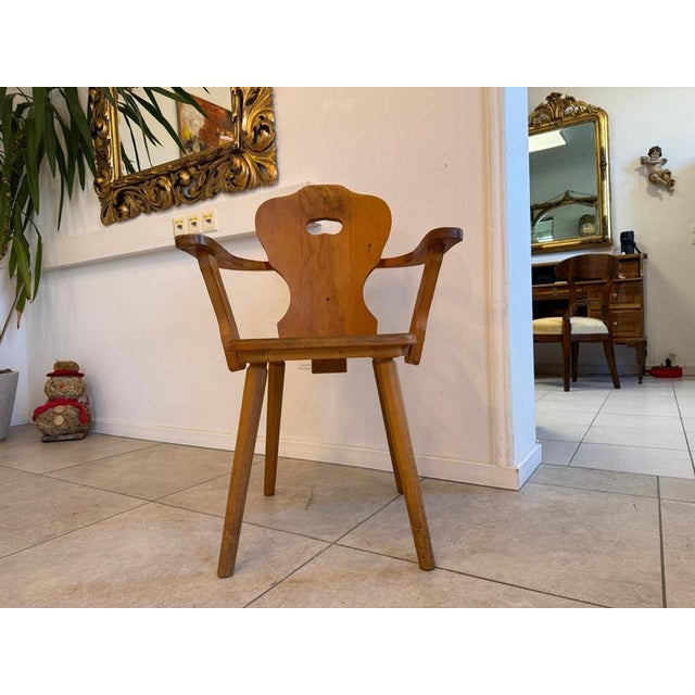 Wood Rustic Farmhouse Armchair in Wood For Sale - Image 7 of 17