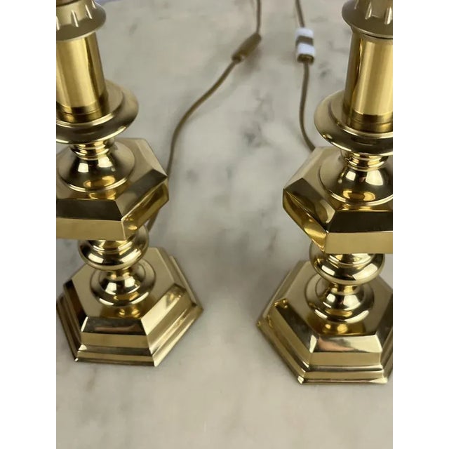 Italian Brass Table Lamps, 1980s, Set of 2 For Sale - Image 4 of 10