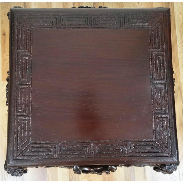 Antique Japanese Carved Lotus Flower Pedestal Table Plant Stand For Sale In New York - Image 6 of 12