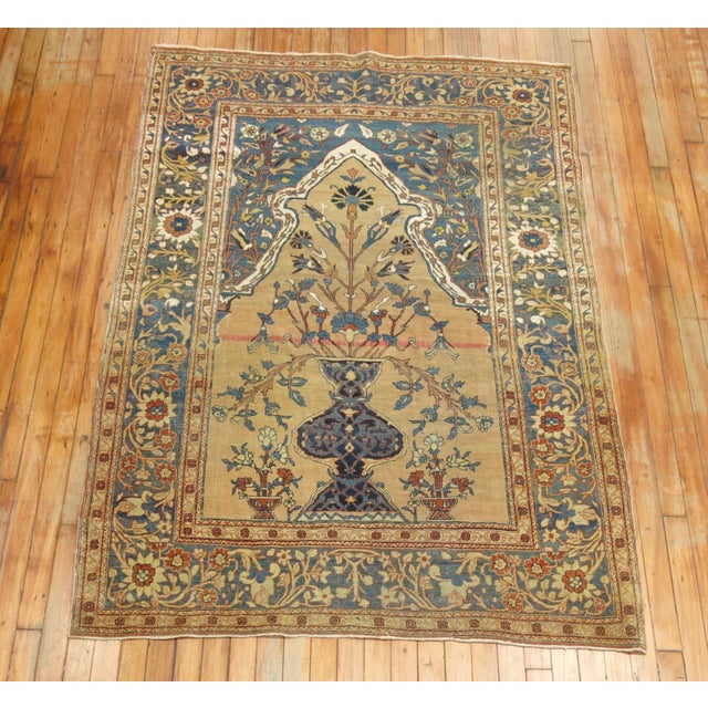 19th Century Hadji Jali Li Prayer Niche Rug - 4'2" x 6'2" For Sale - Image 10 of 10