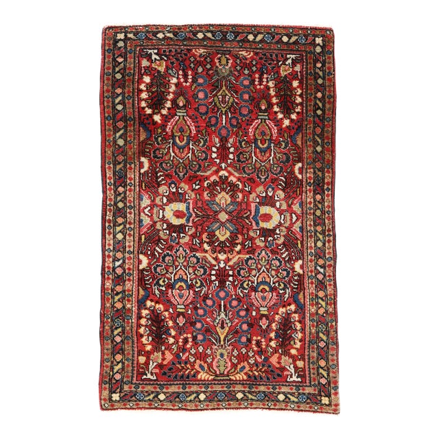 Antique Persian Sarouk Rug – Rich Floral Design -2' X 3' 9'' For Sale