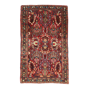 Antique Persian Sarouk Rug – Rich Floral Design -2' X 3' 9''