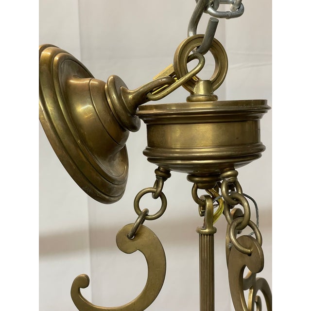 Large 19th Century Solid Bronze Gothic Lantern, Six Lights, Circular For Sale - Image 9 of 9