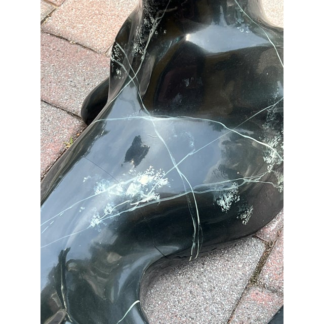 1990s Postmodern Oversized Faux Marble Fiberglass Sculpture of a Lounging Greyhound For Sale - Image 4 of 5