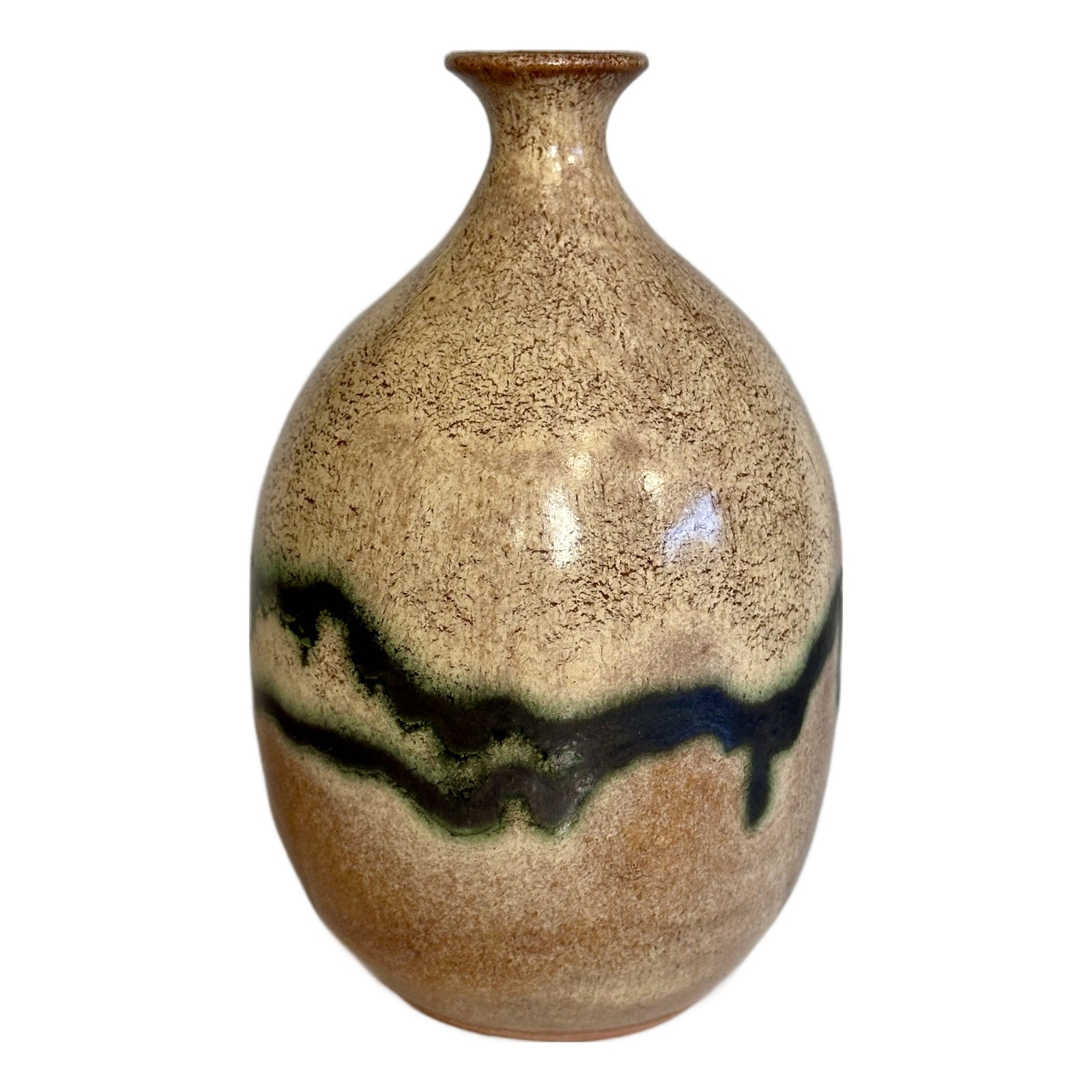 Modernist Flow Glazed Studio Ceramic Bottle Vase, Germany, 1960s | Chairish