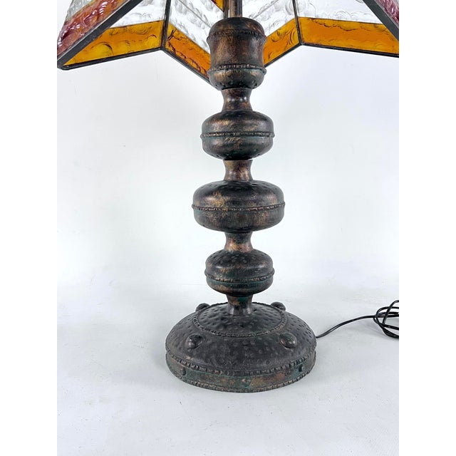 Large Brutalist Thick Glass and Metal Table Lamp by Longobard, Italy, 1970s For Sale - Image 12 of 18