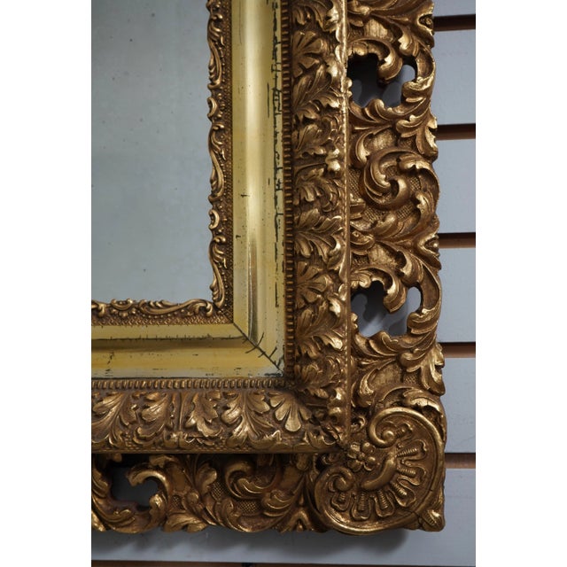 Gold Ornate Rectangular Gold Framed Mirror For Sale - Image 8 of 10