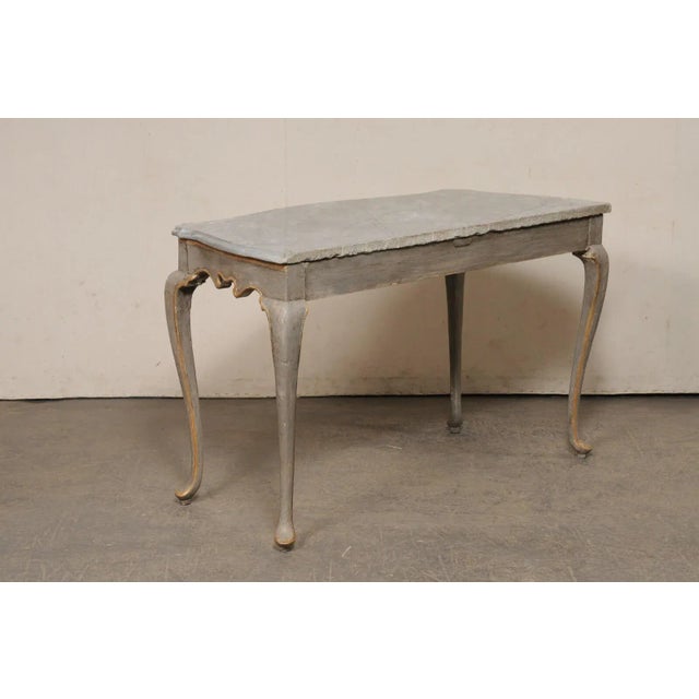 18th Century 18th C. Italian Console Table W/Grey Marble Top & Nice Shapely Design For Sale - Image 5 of 10