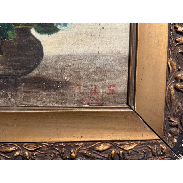 Antique Liverleaf Flower Oil Painting For Sale In San Francisco - Image 6 of 11