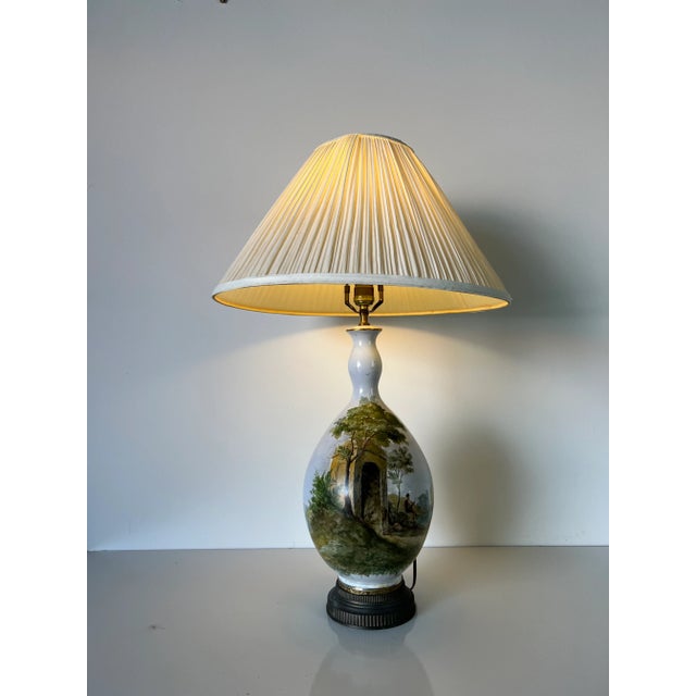 Vintage Hand - Painted Porcelain Table Lamp For Sale - Image 12 of 13