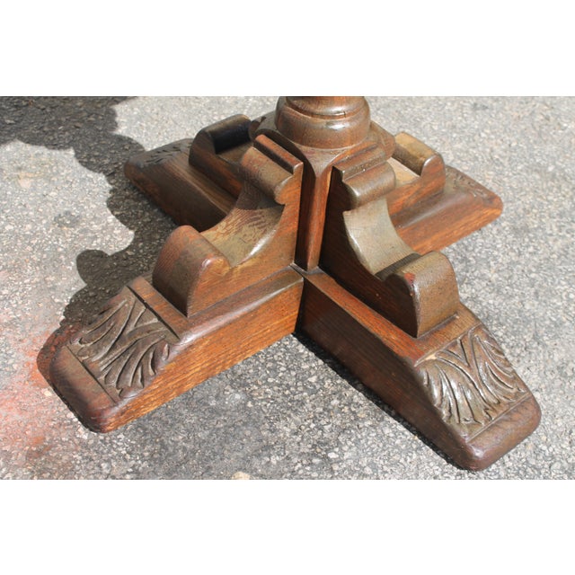 Rennaisance Revival Carved Oak Tea Table & Chairs For Sale In Miami - Image 6 of 13