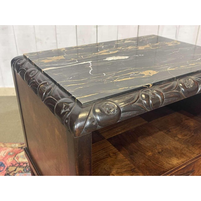 Art Deco Bedside Table in Rosewood and Walnut Burl with Marble Top For Sale - Image 6 of 18