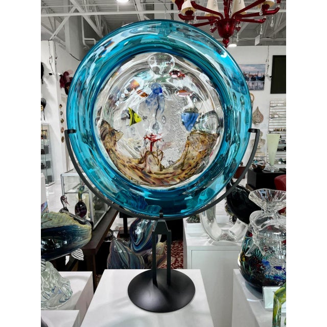 Glass Aquarium Disc From Murano, Italy For Sale - Image 7 of 7