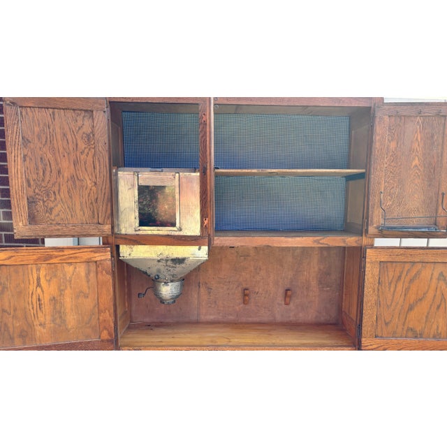 Antique Copper-Topped Oak Hoosier Baker's Cabinet Cupboard For Sale - Image 6 of 12