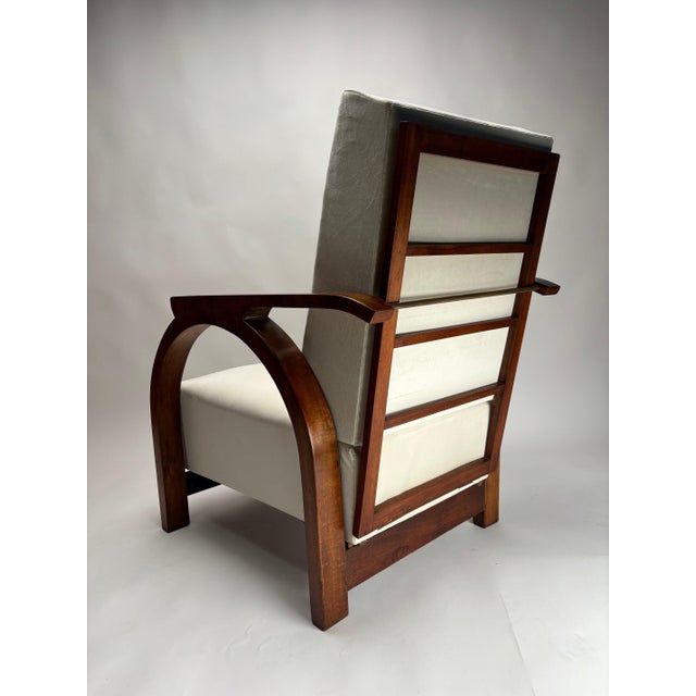 Art Deco Arched Sculptural Wooden Armchair, Italy, 1930s For Sale - Image 13 of 14