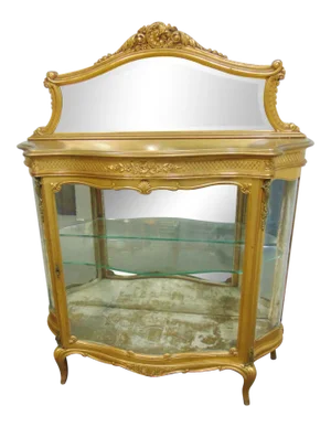 19th Century Louis XV Gold Gilt Curio Cabinet