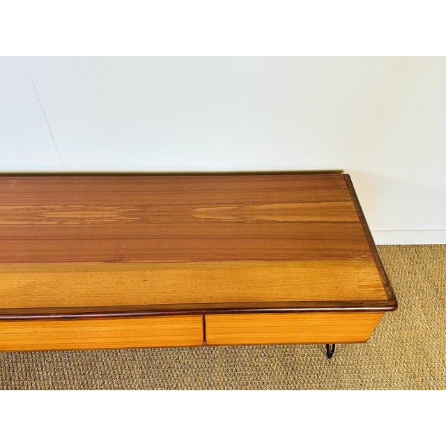 1960s Low Scandinavian Sideboard in Teak with Hairpin Legs, 1960s For Sale - Image 5 of 18