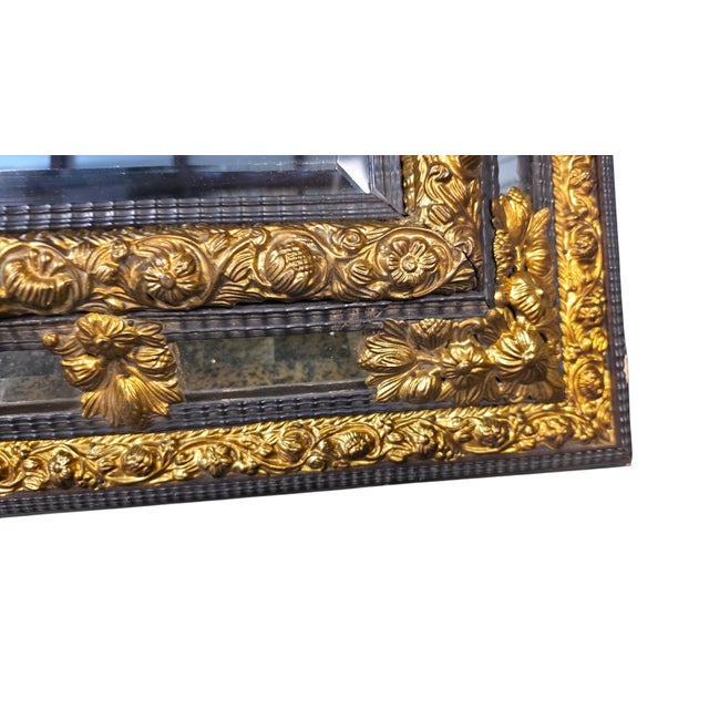 French Napoleon III Ebonized Wood & Gilt Brass Mirror, Late 19th Century For Sale - Image 4 of 6