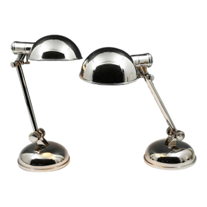 Late 20th Century Ralph Lauren Home Polished Chrome Articulated Desk Lamps - a Pair